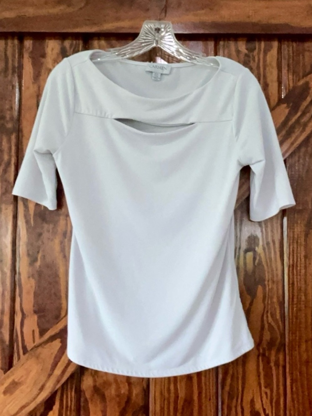 White Cutout Neckline Women's Top